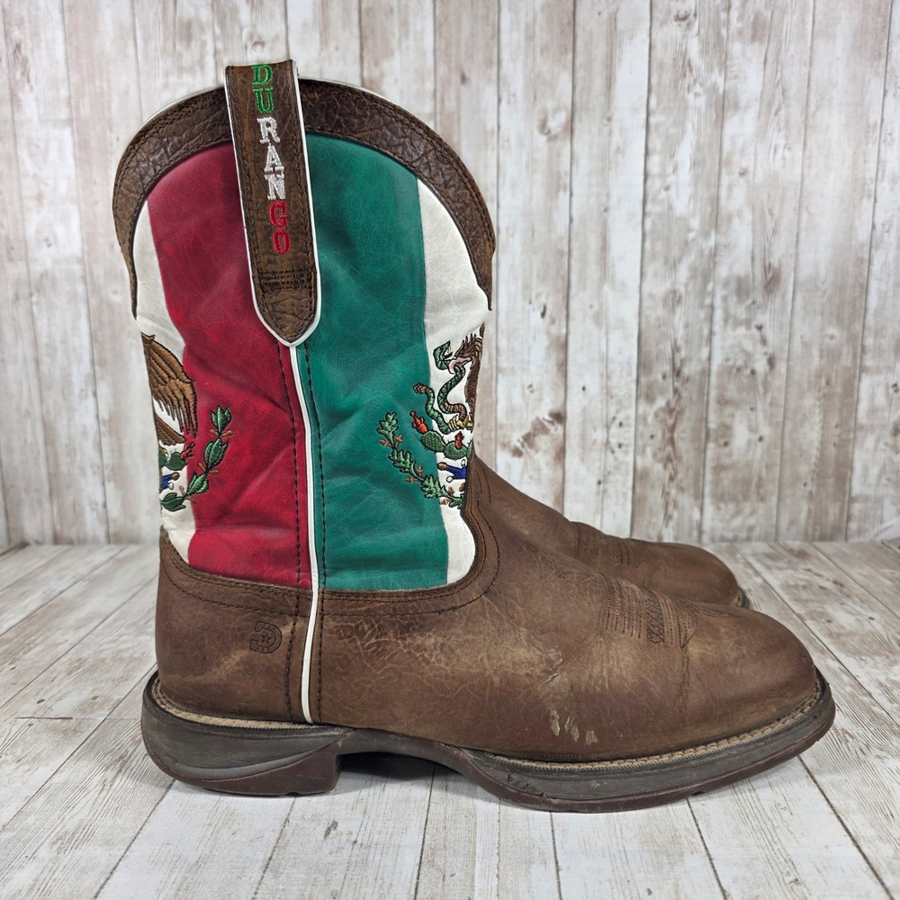 Durango Men's 11.5 W Western Boots Brown Mexico Eagle Embroidered Square Toe‎